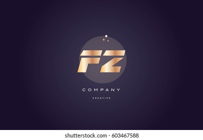 fz f z  gold yellow golden metal metallic bold luxury product modern creative gradient alphabet company logo design vector icon template
