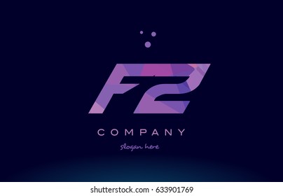 fz f z  polygon polygonal letter alphabet text pink purple dots creative company logo vector icon design template