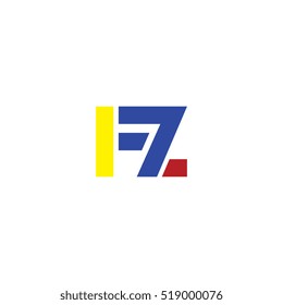FZ flat initial letter logo combining yellow blue red