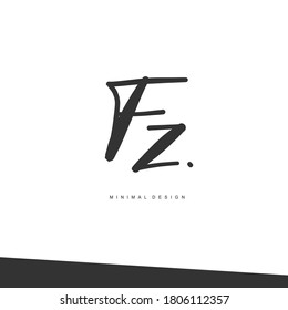 FZ Escritura manual inicial o logotipo manuscrito para la identidad. Logo con firma y estilo dibujado a mano.