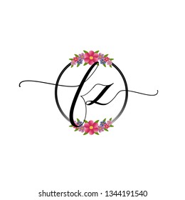 FZ  Initial Handwriting logo template vector