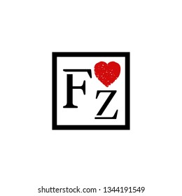 FZ  Initial Handwriting logo template vector