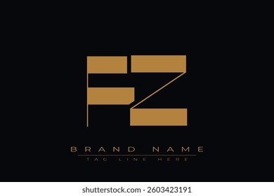 FZ initial letter logo design. Letter F and Z luxury alphabet letter logo icon template