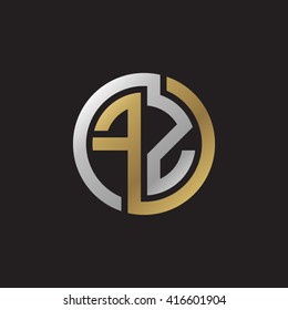 FZ initial letters loop linked circle elegant logo golden silver black background