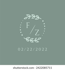 FZ initial modern monogram wedding with creative circle line