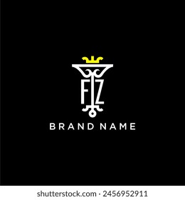 FZ initial monogram brand logo design for crown vector image