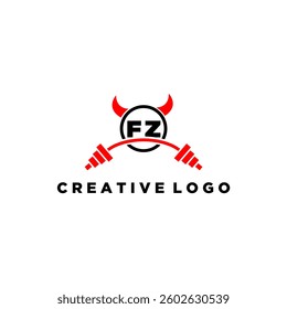 FZ initial monogram for fitnes or gym logo with devil style design