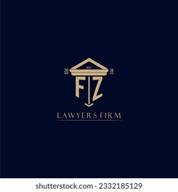 Logotipo inicial de la firma de ley en monograma FZ con diseño de hitos