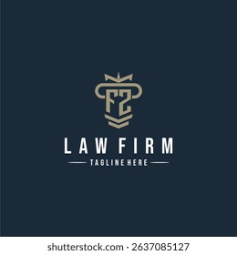 FZ initial monogram logo law firm with pillar design