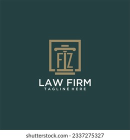 FZ initial monogram logo for lawfirm with pillar design in creative square