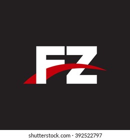 FZ initial overlapping swoosh letter logo white red black background