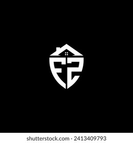 FZ initials premium shield logo monogram with home designs modern templates