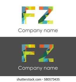 FZ letter abstract mosaic shape icon colorful