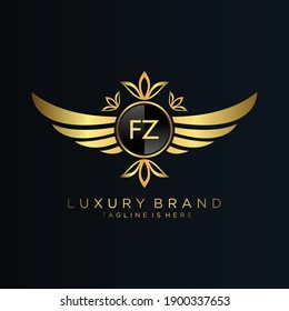FZ Letter Initial with Royal Template.elegant with crown logo vector, Creative Lettering Logo Vector Illustration.