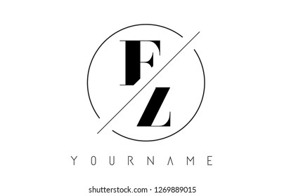 FZ Letter Logo with Cutted and Intersected Design and Round Frame Vector Illustration