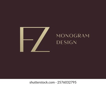 FZ letter logo icon design. Classic style luxury initials monogram.