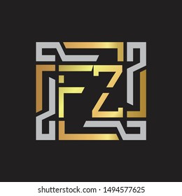 FZ Letter logo initial capital monogram with abstract ornament
