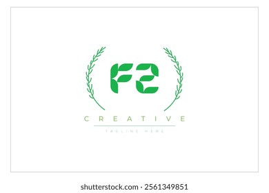 FZ letters eco logo with leaf. Fresh nature and healthy leaf logo design.