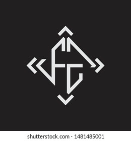 FZ Logo Abstrac letter Monogram with Arrow in every side isolated on black background