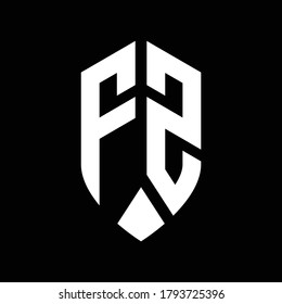 fz logo monogram with emblem shield style design template