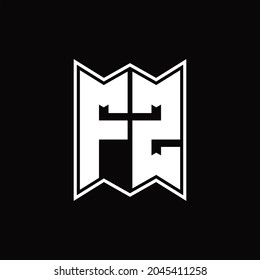 Monograma del logotipo FZ con plantilla de diseño de estilo emblemático sobre fondo negro