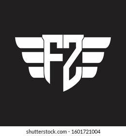 FZ Logo monogram with emblem and wings element design template