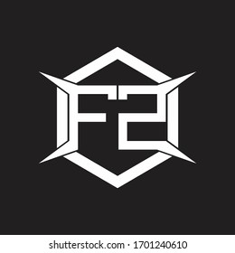 Monograma del logotipo FZ con hexágono y plantilla de diseño de forma de cuatro ejes