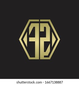 FZ Logo-Monogramm mit hexagonaler, abgerundeter Design-Vorlage mit goldener Farbe
