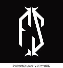 Escudo del hexágono del monograma del logotipo de FZ con la Plantilla del diseño de la forma del cuerno