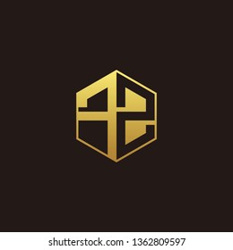 FZ Logo Monogram with Negative space gold colors