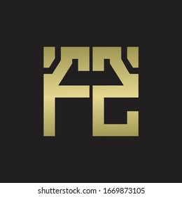 FZ Logo with squere shape design template with gold colors