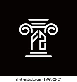 FZ monogram logo with pillar style design template