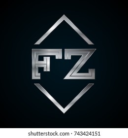 FZ Monogram, Metal Logo, Silver Logo