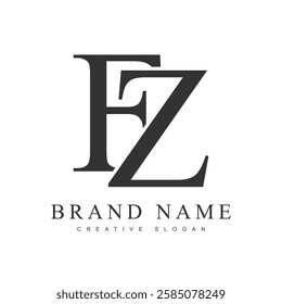 FZ trendy logotype template. Initial letter f and z classic font style. Creative logo for company name or identity. Vector illustration.