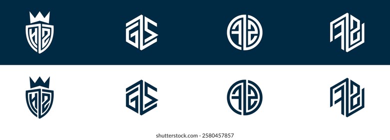 FZ ZF letter logo set design