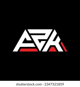 FZK triangle letter logo design with triangle shape. FZK triangle logo design monogram. FZK triangle vector logo template with red color. FZK triangular logo Simple, Elegant, and Luxurious design.