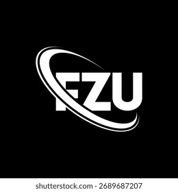 Logo de FZU. Carta FZU. Diseño del logotipo de la letra de FZU. Logotipo FZU de las iniciales enlazado con el círculo y el logotipo del monograma en mayúsculas. Tipografía FZU para tecnología, negocio y marca inmobiliaria.
