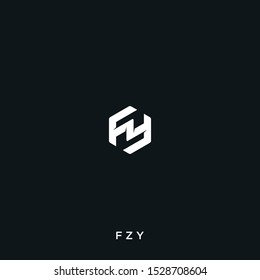 FZY hexagon logo and monogram, eps 10