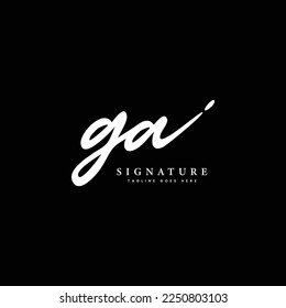 G, A, GA Initial letter handwriting and signature vector logo