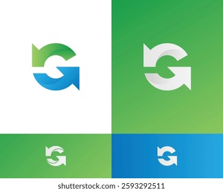 G abstract letters logo monogram. Recycle logo icon vector. recycling illustration symbol, rotation arrow icon