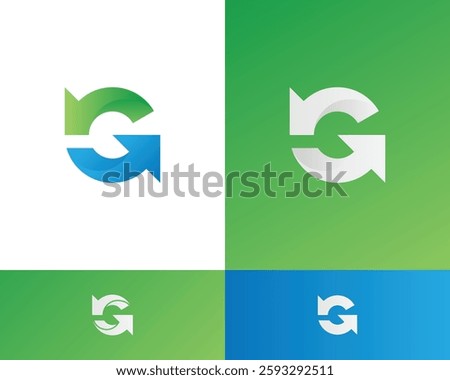 G abstract letters logo monogram. Recycle logo icon vector. recycling illustration symbol, rotation arrow icon