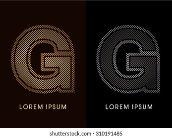 G ,abstract luxury font, Designed using gold and black line square, geometric shape, graphic vector. 