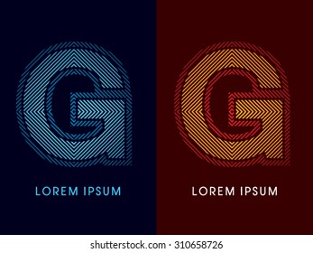 G ,abstract luxury font, Designed using cool and hot colors, line square, geometric shape, graphic vector.