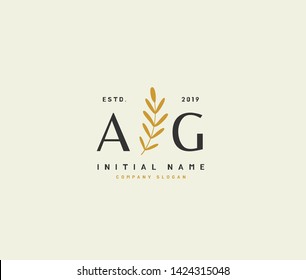 A G AG Beauty vector initial logo, handwriting logo of initial wedding, fashion, jewerly, heraldic, boutique, floral and botanical with creative template for any company or business.