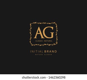 A G AG Beauty vector initial logo, handwriting logo of initial signature, wedding, fashion, jewerly, boutique, floral and botanical with creative template for any company or business.