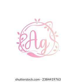 Logo inicial del vector de belleza G AG, logotipo de escritura a mano de firma inicial, boda, moda, joyas, boutique, floral y botánica con plantilla creativa