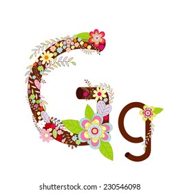 G Alphabet Flower Font Vector