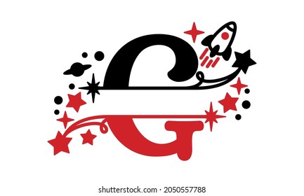 G Alphabet kids split space abstract monogram vector logo template