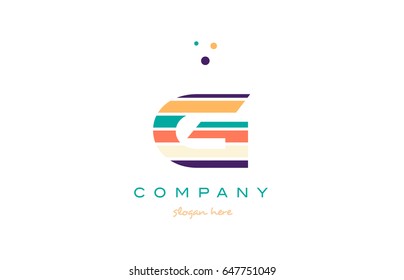 g alphabet letter logo colors colorful line stripe font creative text dots company vector icon design template