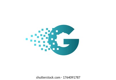 G alphabet letter logo icon for business and company. Green eroded pixel design for corporate identity